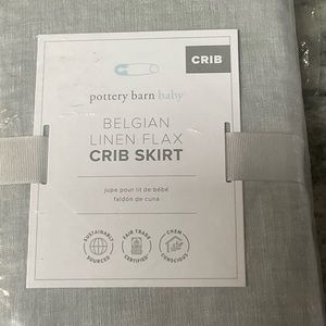 Pottery Barn Baby Belgian Linen Flax Crib Skirt gray new in package